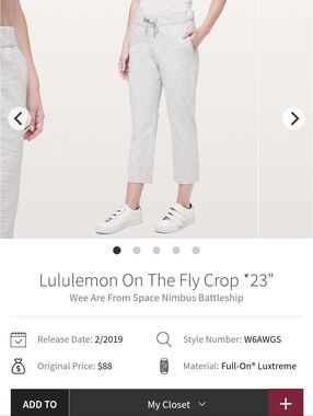 lululemon athletica Light Gray Cropped On The Fly Pants